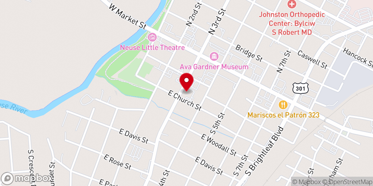 Map showing location of First Presbyterian Church