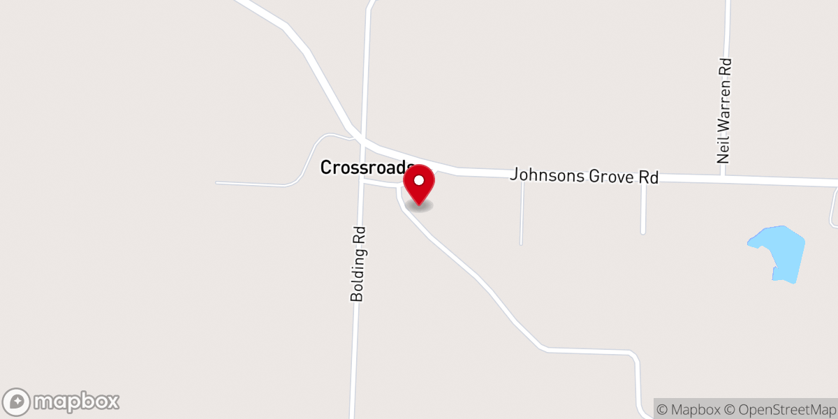 Map showing location of Cross Roads Baptist Church