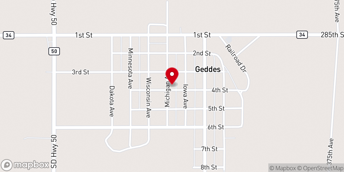 Map showing location of Geddes Community Methodist Church