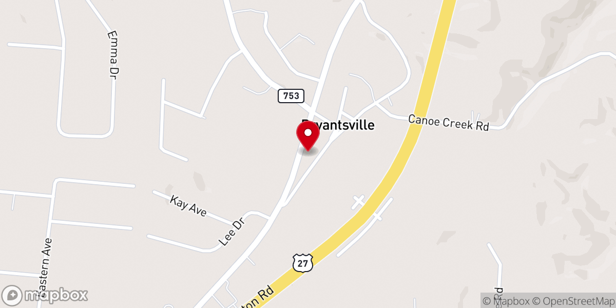 Map showing location of Bryantsville UMC