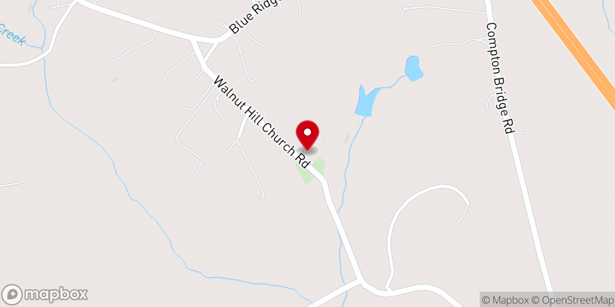 Map showing location of Walnut Hill Baptist Church