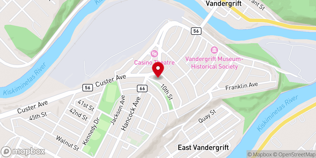 Map showing location of Wooden Door Winery (Vandergrift)