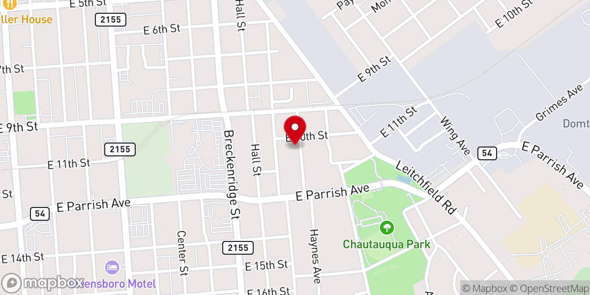 Map showing location of Tenth Street Baptist Church