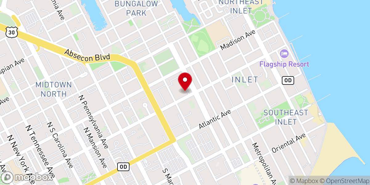 Map showing location of Atlantic City Spanish Seventh-Day Adventist Church