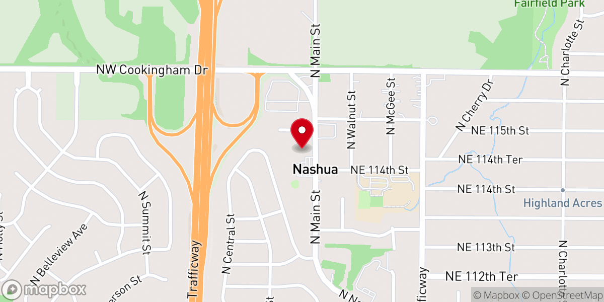 Map showing location of Nashua Baptist Church