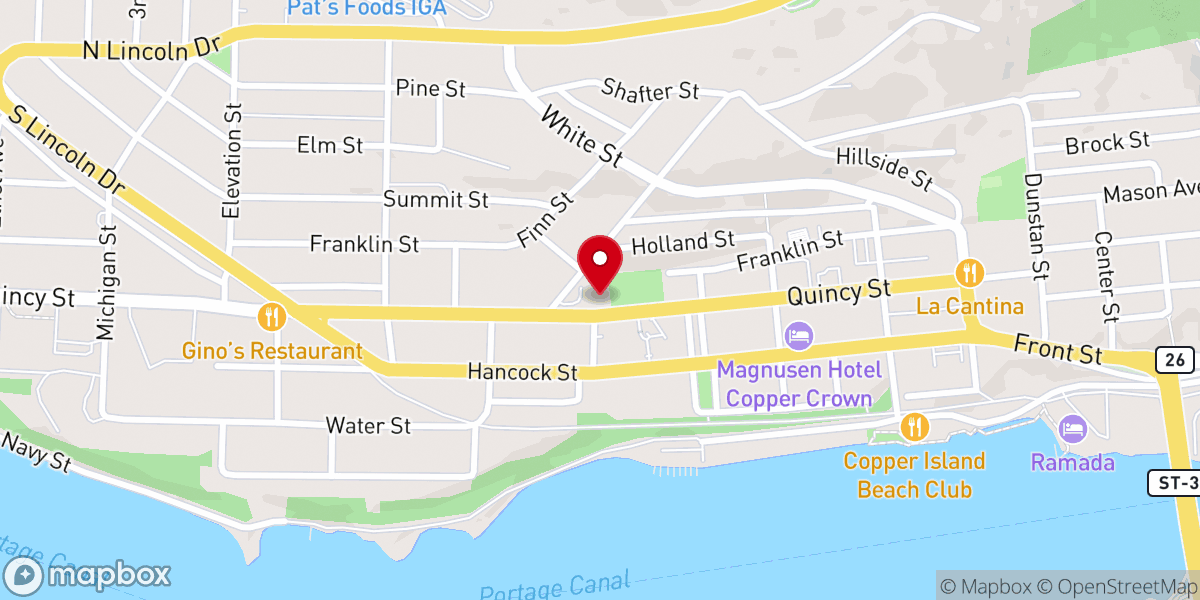 Map showing location of Finnish American Heritage Center