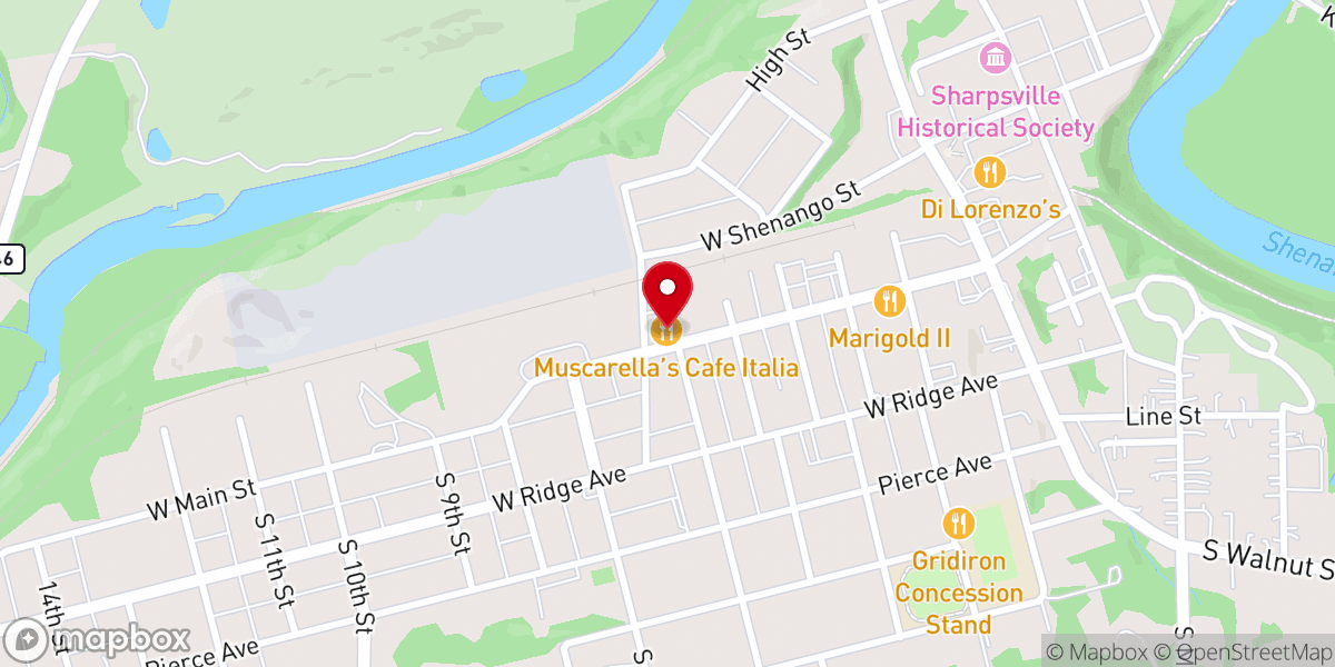 Map showing location of Muscarella's Cafe Italia