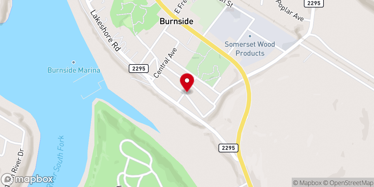 Map showing location of Burnside First Baptist Church