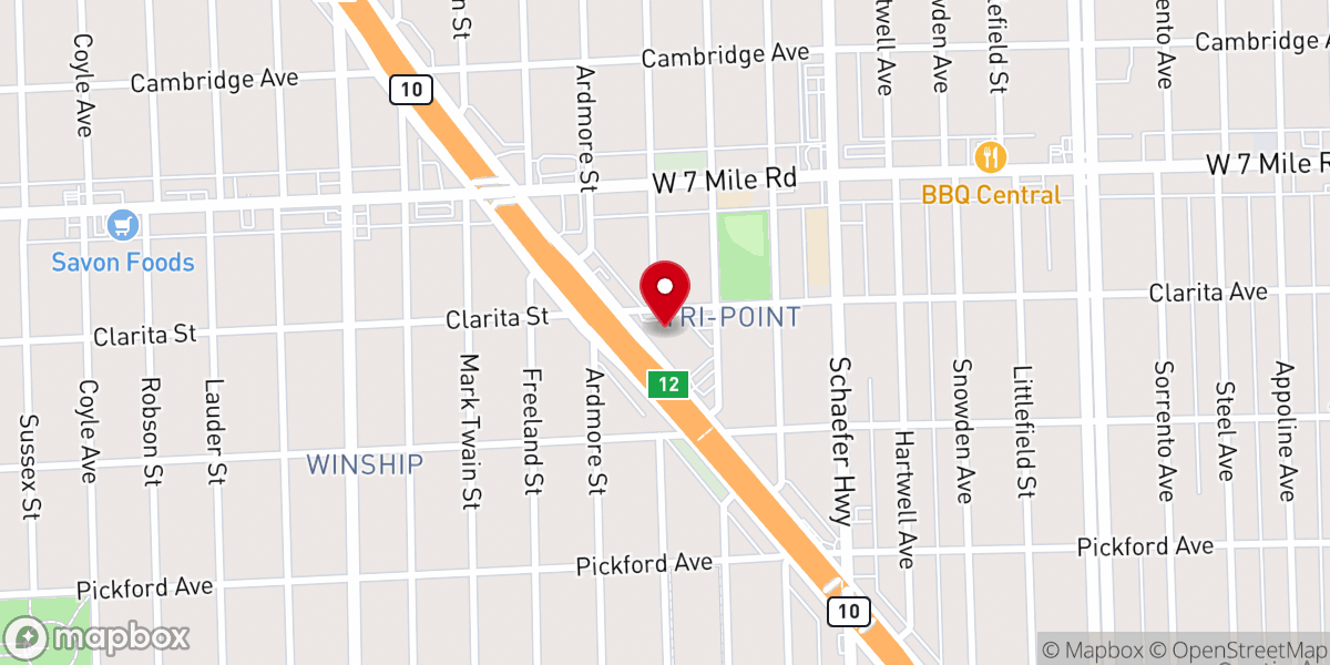 Map showing location of Hartford Memorial Baptist Church