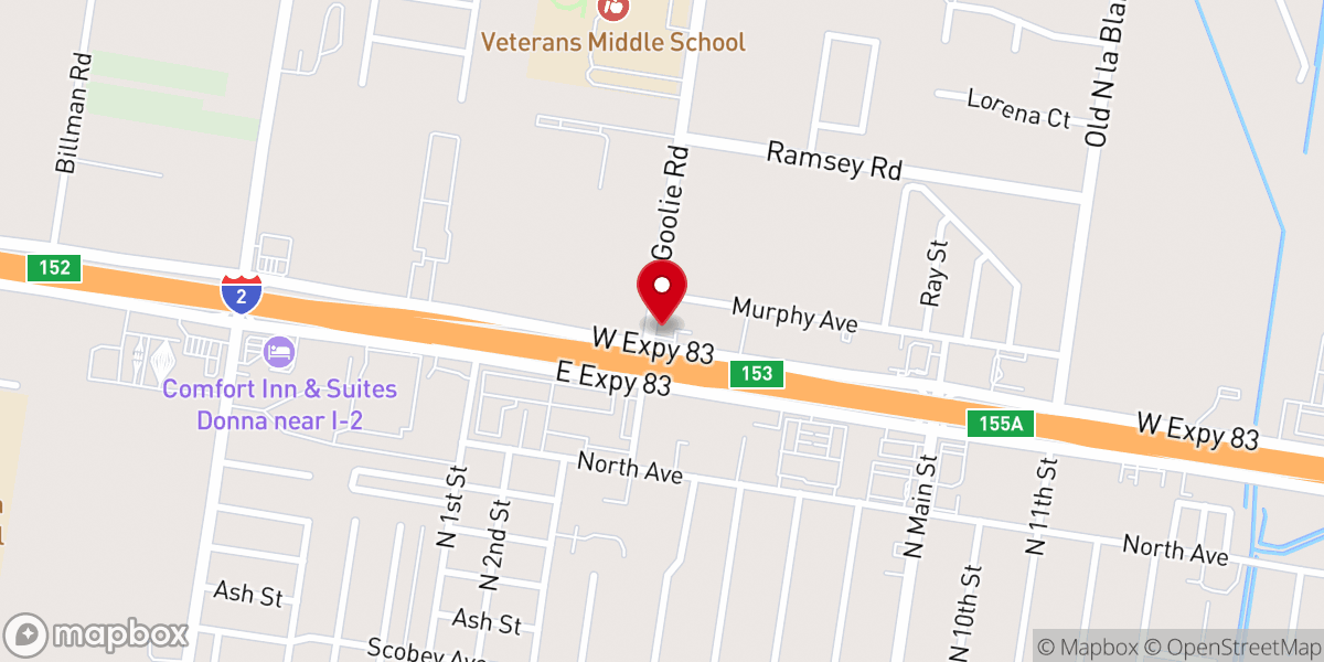 Map showing location of Donna Spanish Seventh-Day Adventist Church