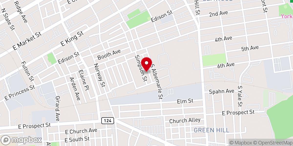 Map showing location of Mt Calvary Baptist Church