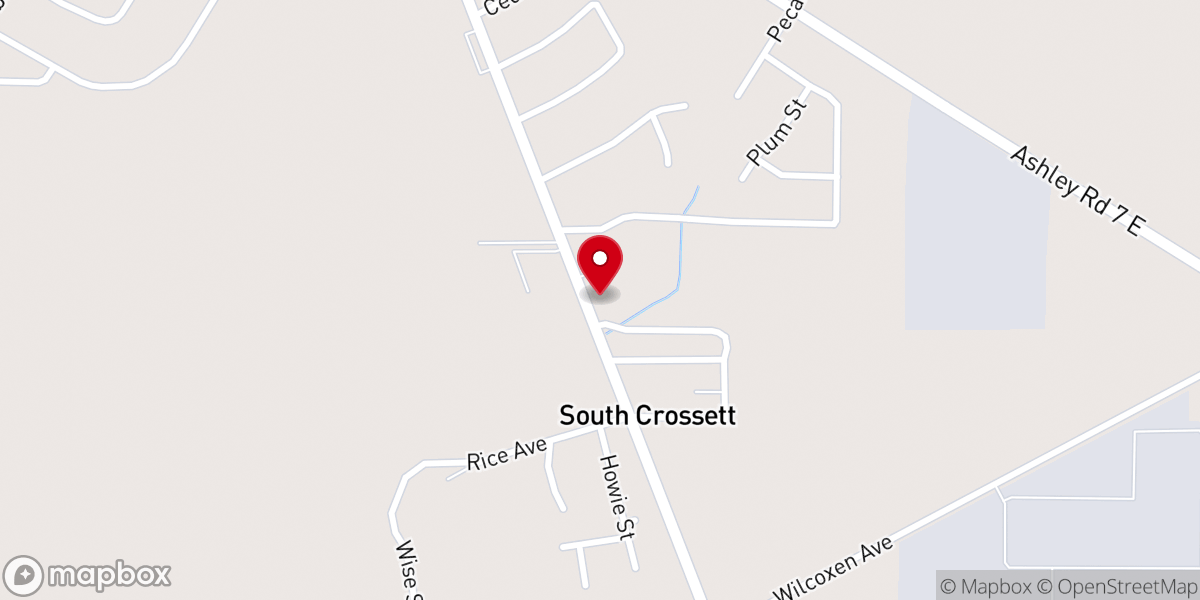 Map showing location of South Crossett Missionary Baptist