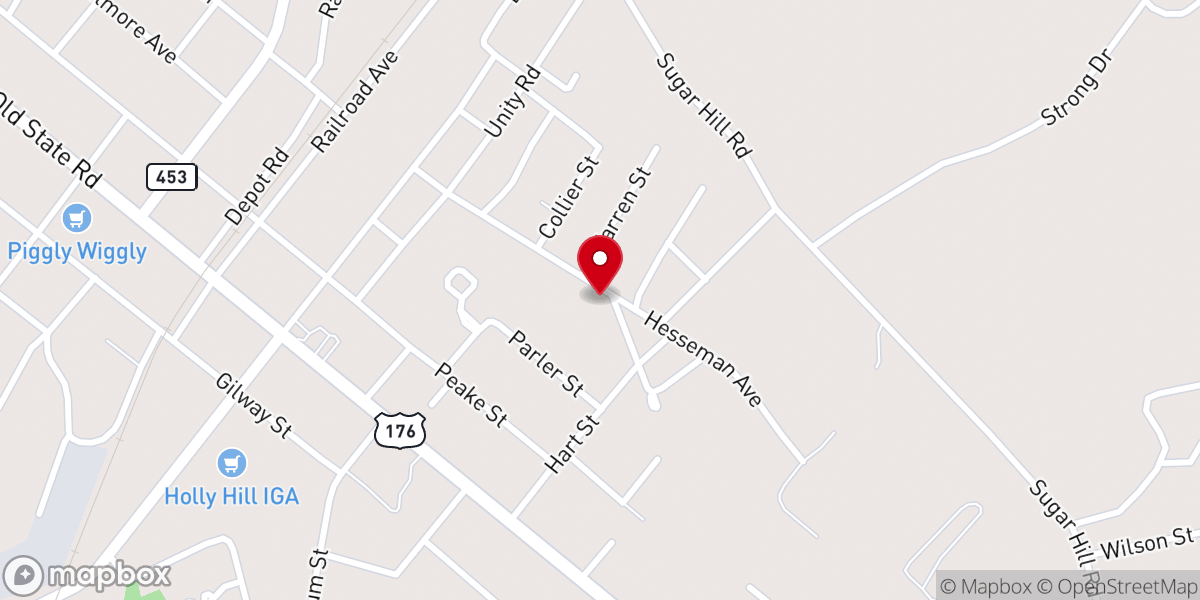 Map showing location of Lovely Hill Baptist Church