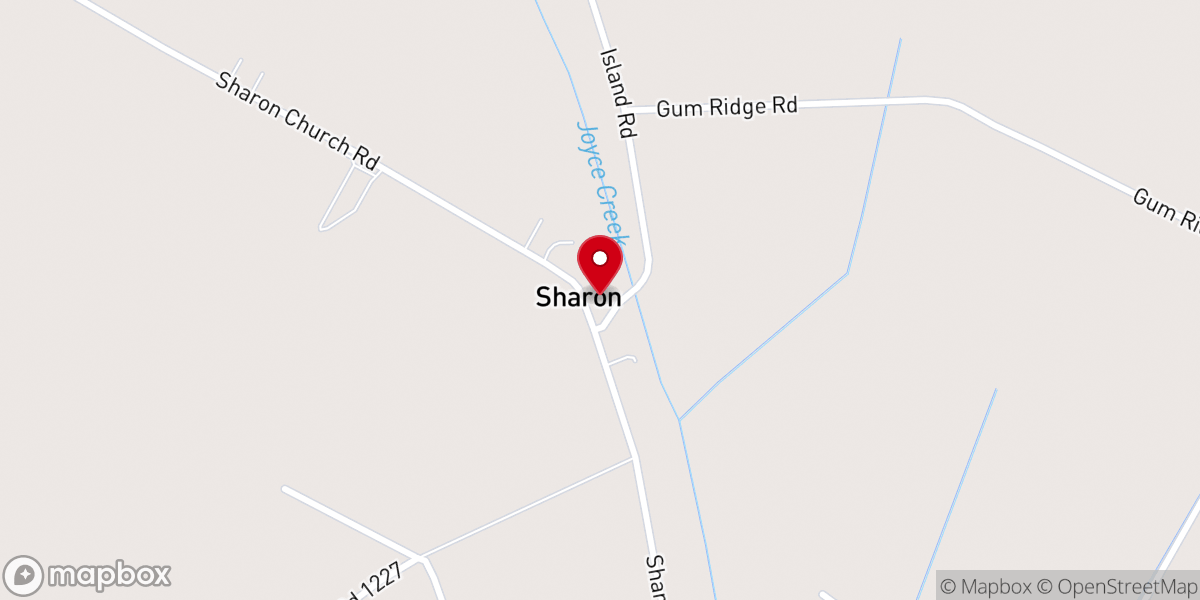 Map showing location of Sharon Church