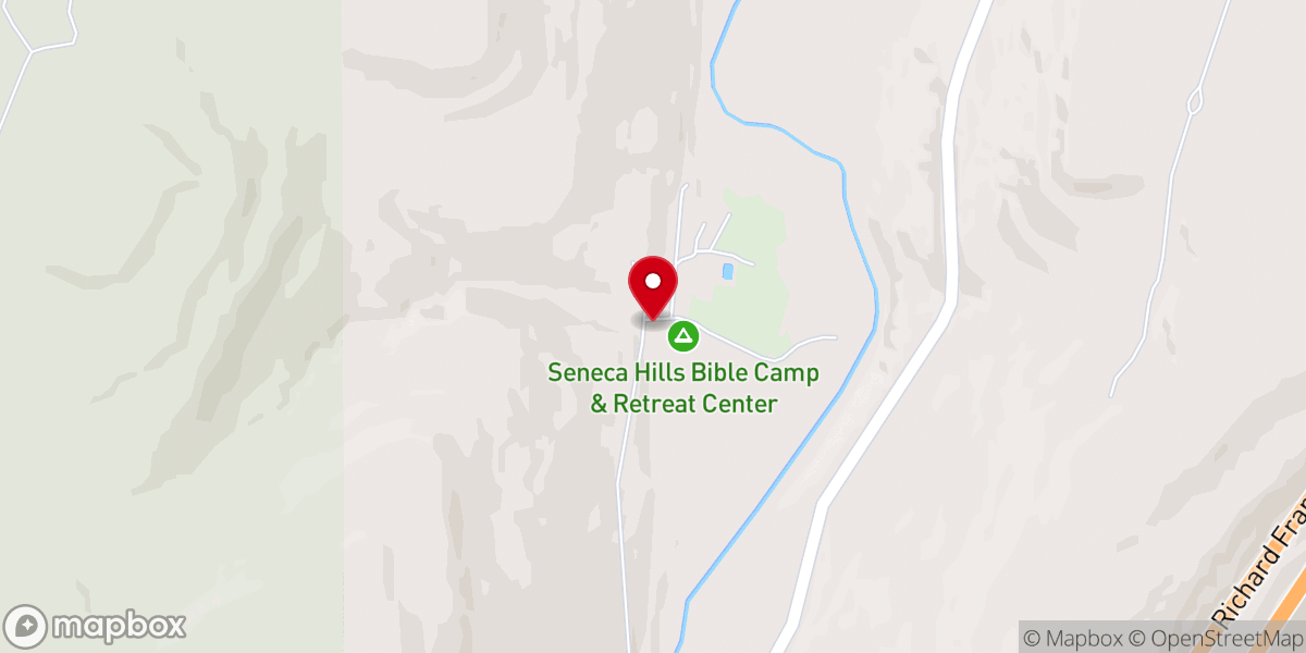 Map showing location of Seneca Hills Bible Camp & Retreat Center