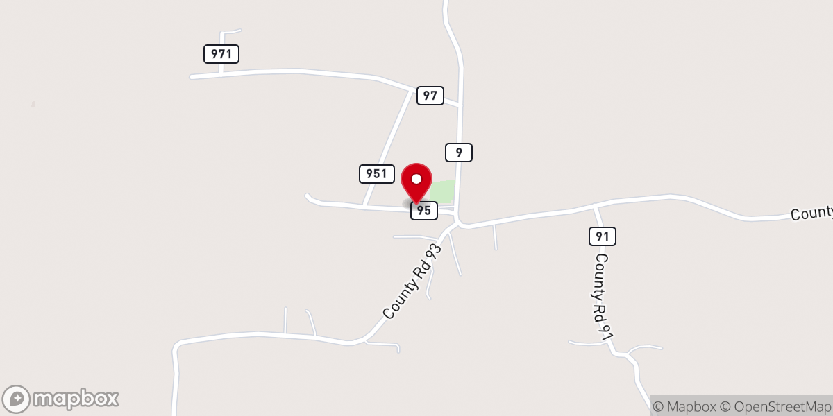 Map showing location of Blue Mountain Church