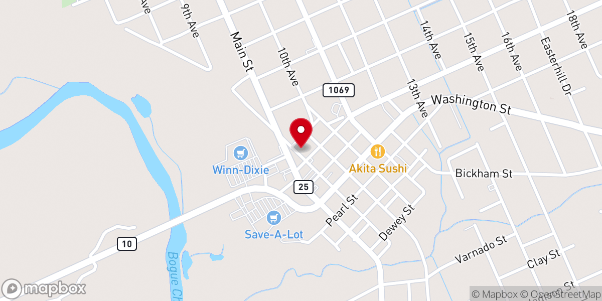 Map showing location of First Baptist Church Franklinton