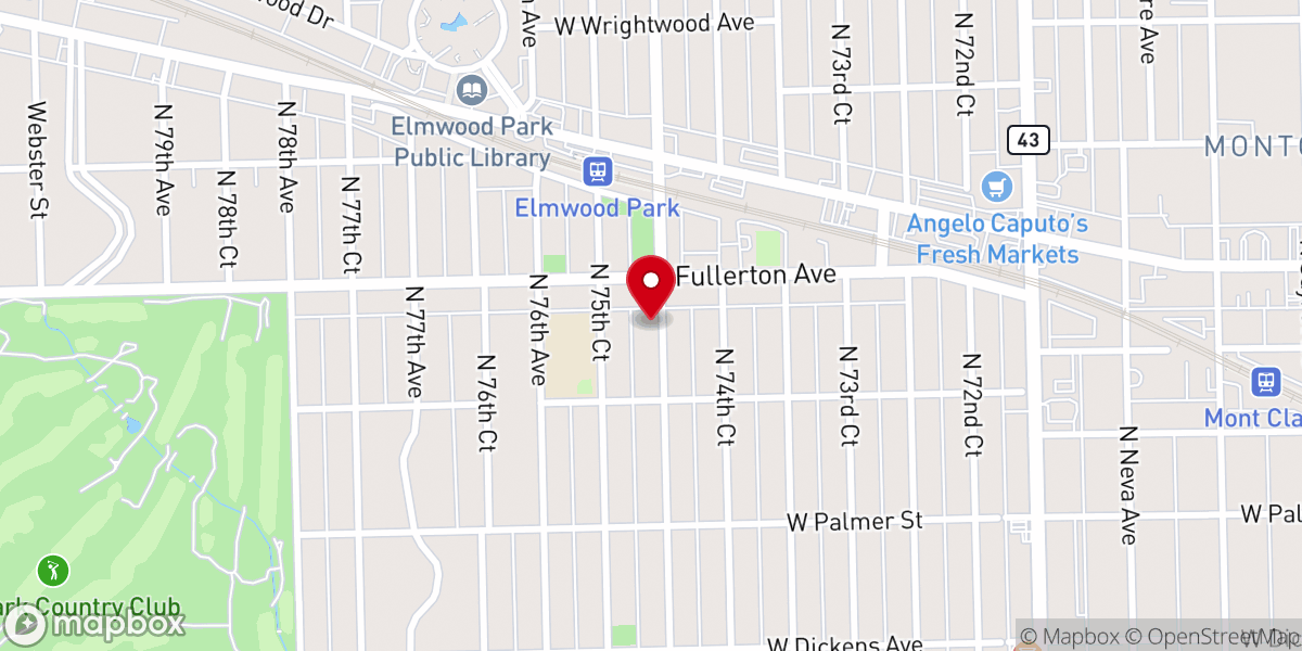 Map showing location of Elmwood Park Community Church