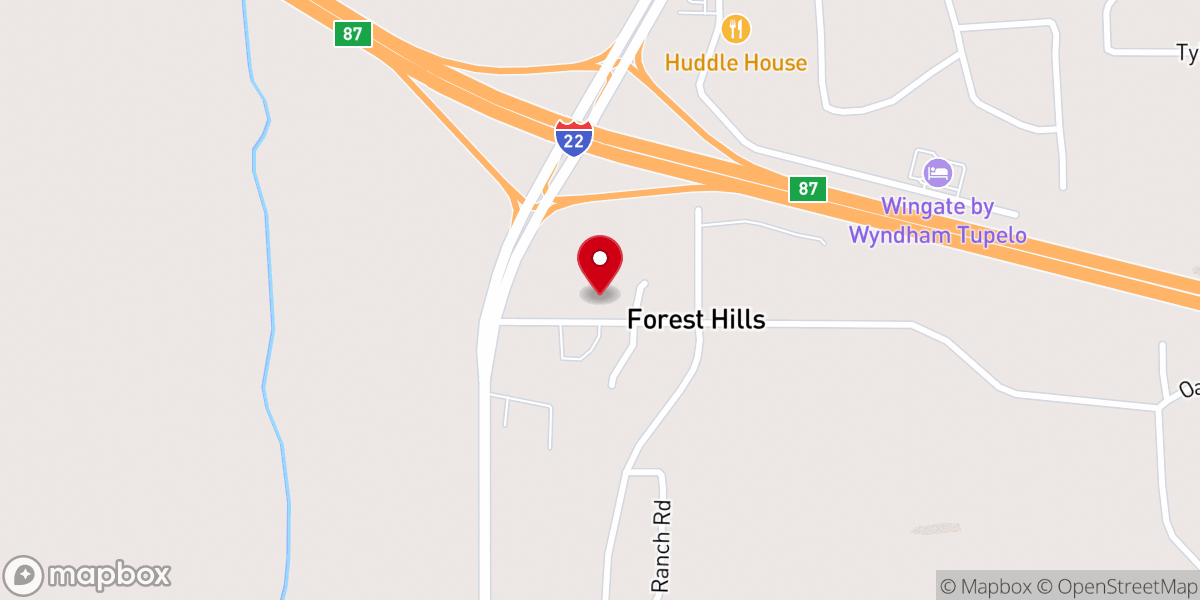 Map showing location of The Sanctuary Church - Tupelo