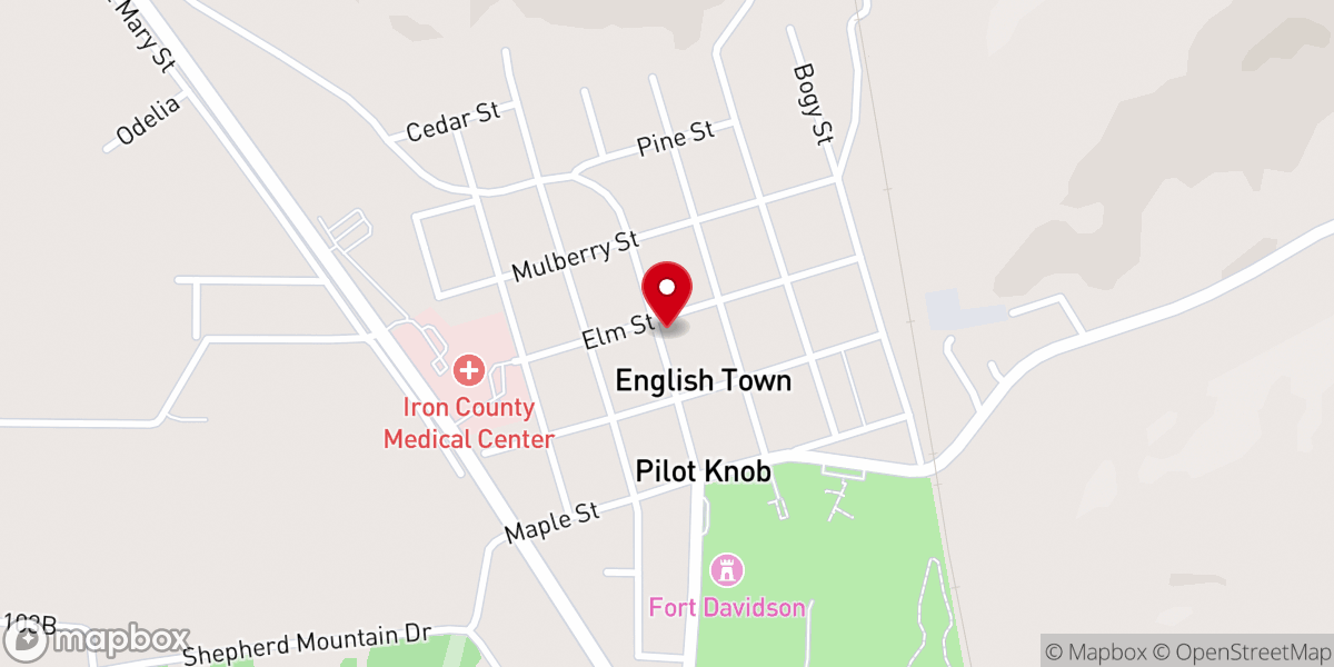 Map showing location of Pilot Knob First Baptist Church