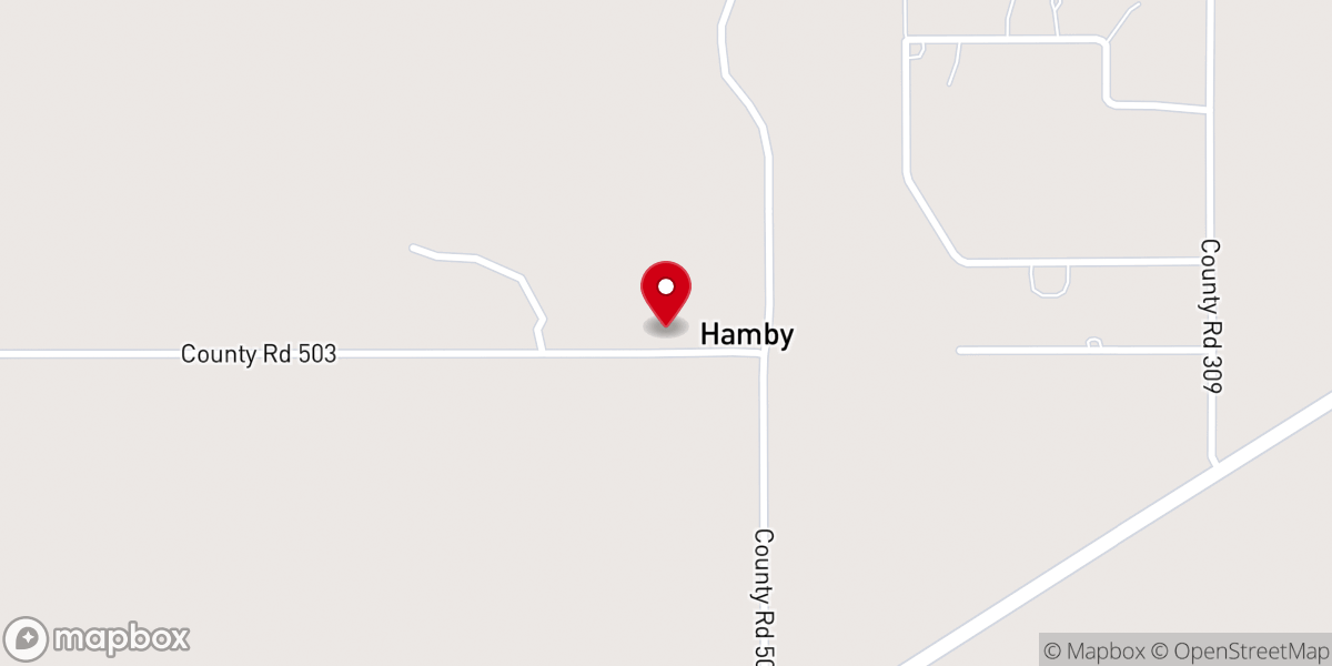 Map showing location of Hamby Methodist Church