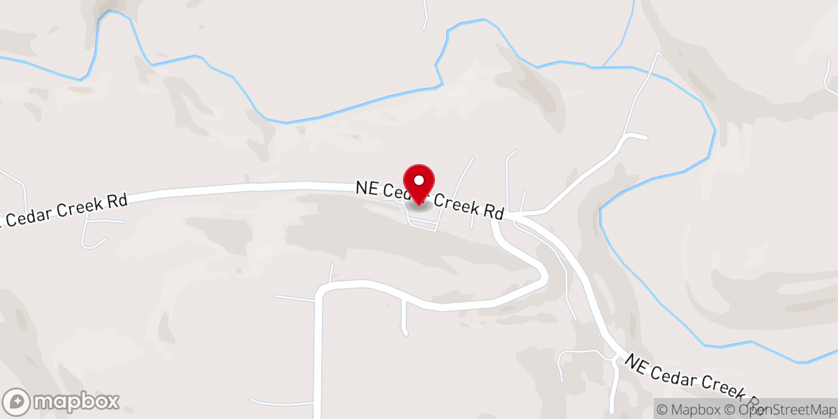 Map showing location of Cedar Creek Seventh-day Church