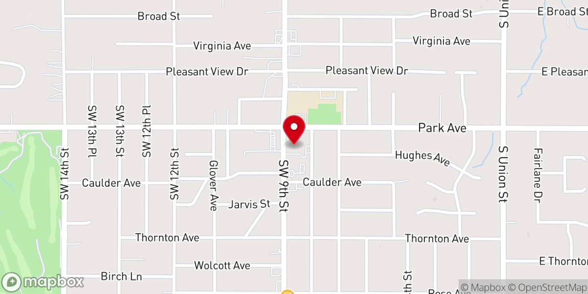 Map showing location of Park Avenue Christian Church