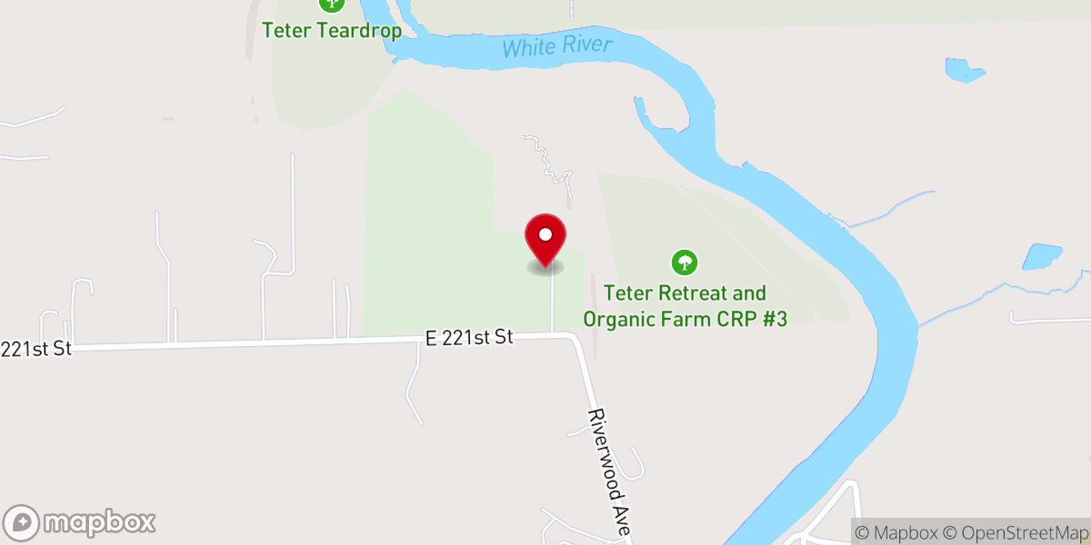 Map showing location of Teter Retreat and Organic Farm
