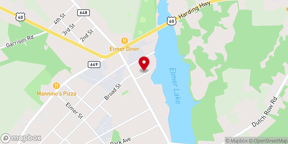 Map showing location of Elmer United Methodist Church Thrift Store
