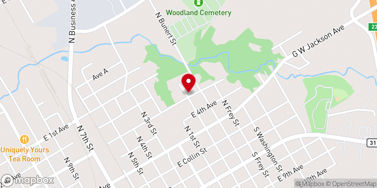 Map showing location of Love Chapel Baptist Church