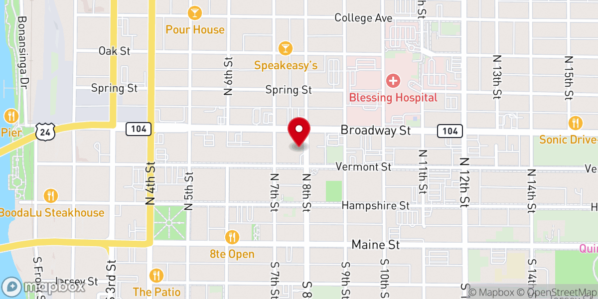 Map showing location of Quincy Baptist Church