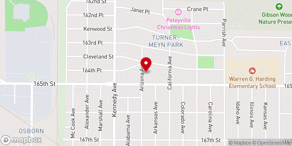 Map showing location of the Church of Hessville