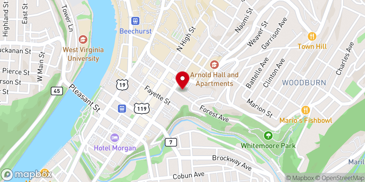Map showing location of First Presbyterian Church