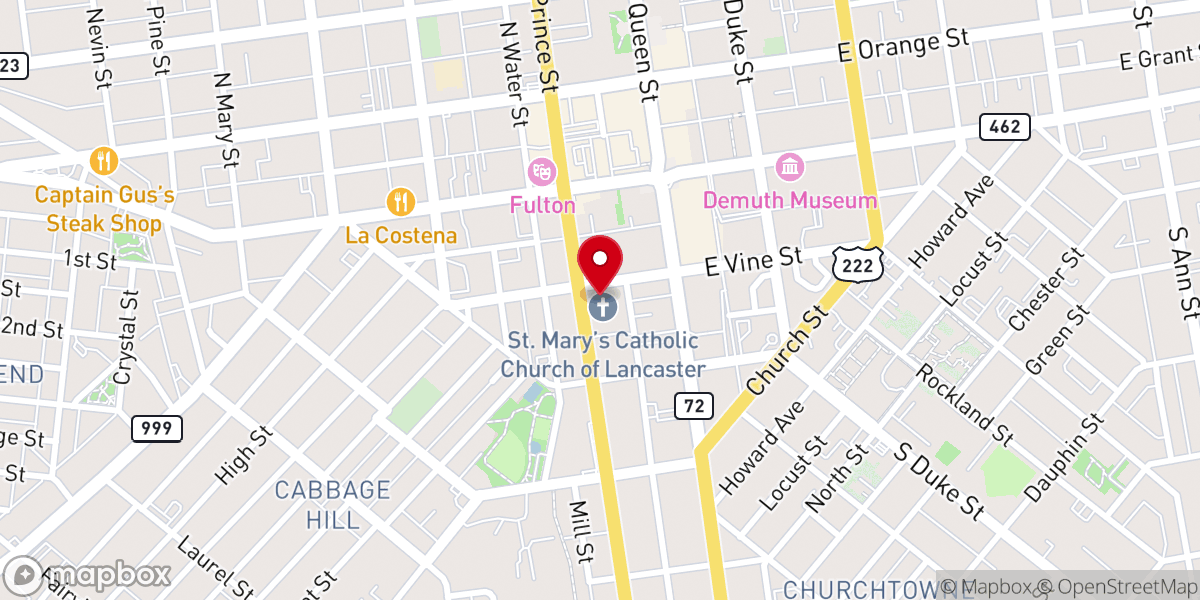 Map showing location of St. Mary's Catholic Church