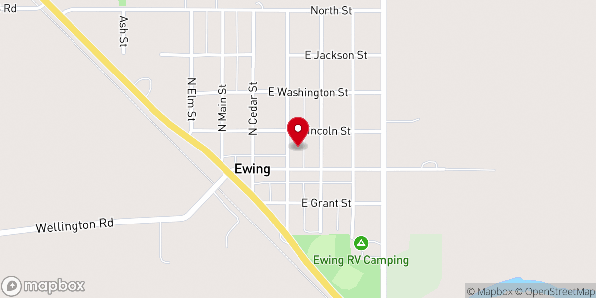 Map showing location of United Methodist Presbyterian Church