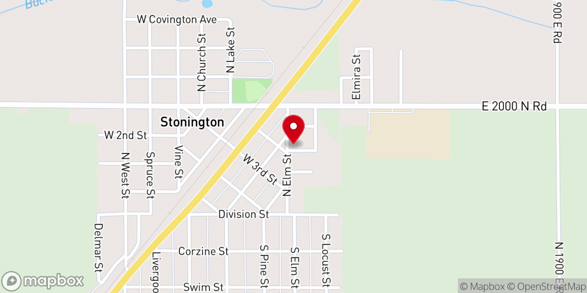 Map showing location of Stonington United Methodist Church
