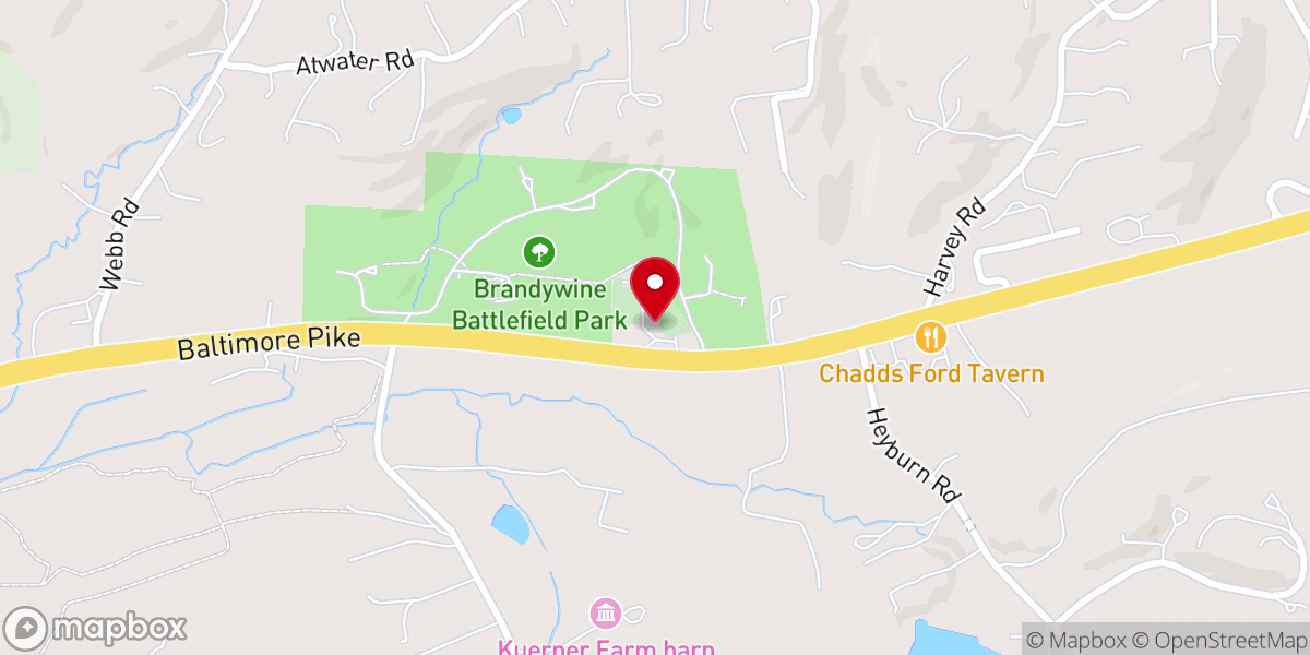 Map showing location of Brandywine Baptist Church