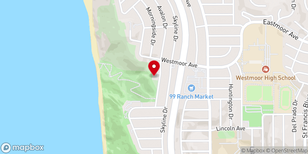Map showing location of Korean First Baptist Church of SF