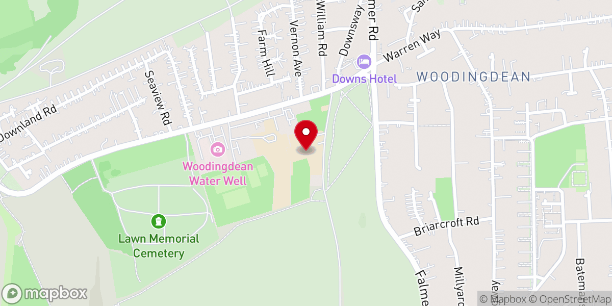 Map showing location of Downs Baptist Church