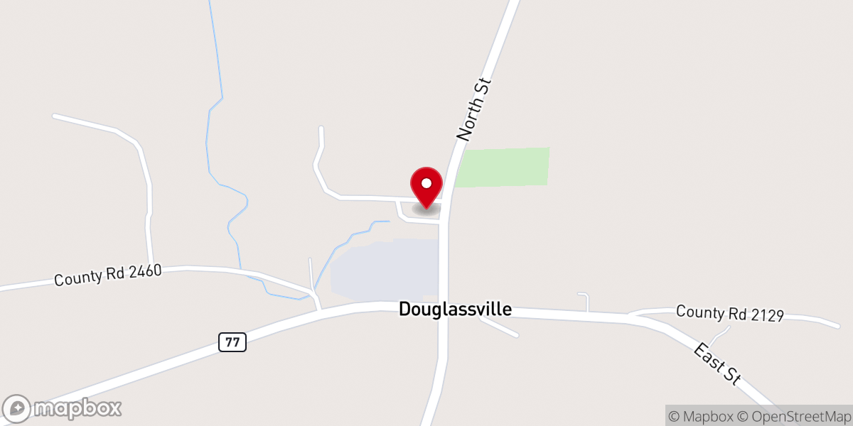 Map showing location of Douglasville Fellowship Church