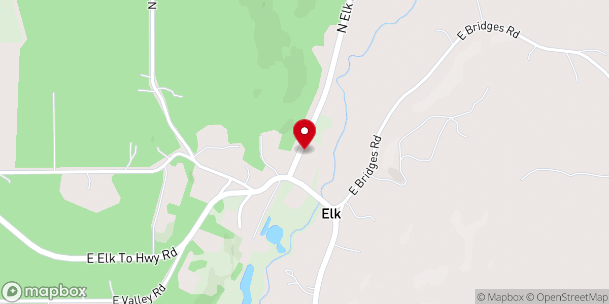 Map showing location of Elk Community Church