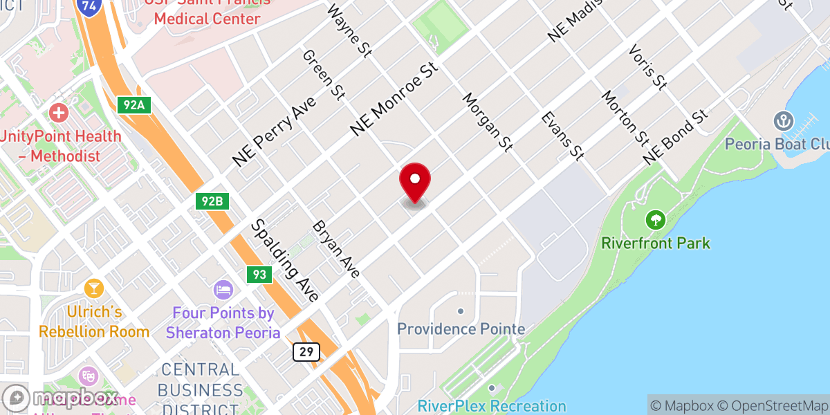 Map showing location of Catholic Charities