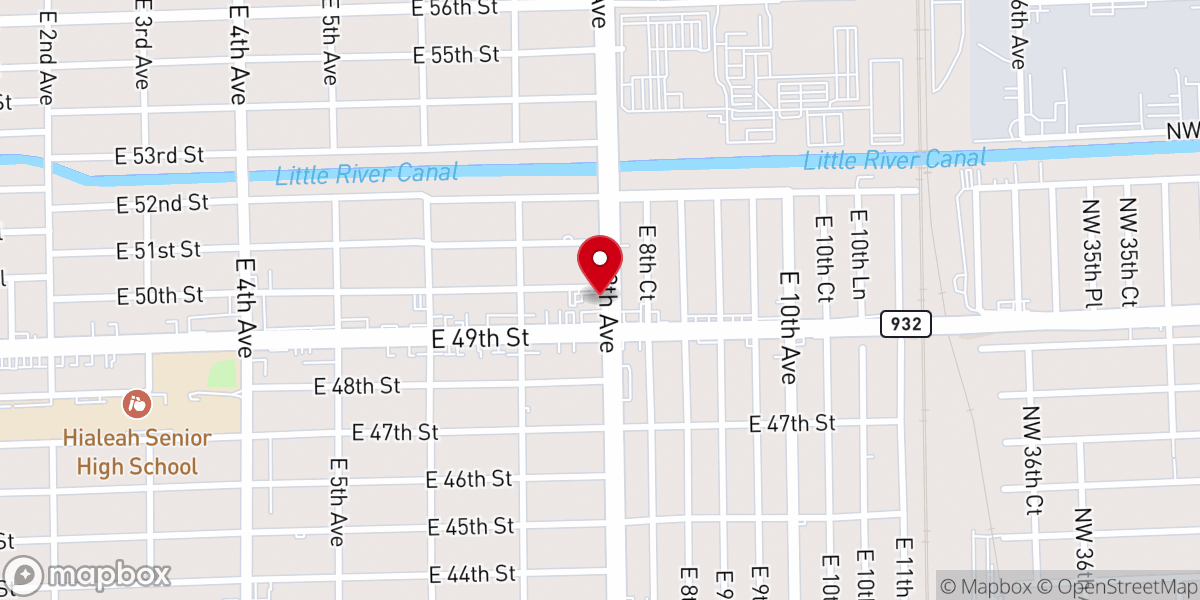 Map showing location of Ebenezer Hispanic Baptist Church