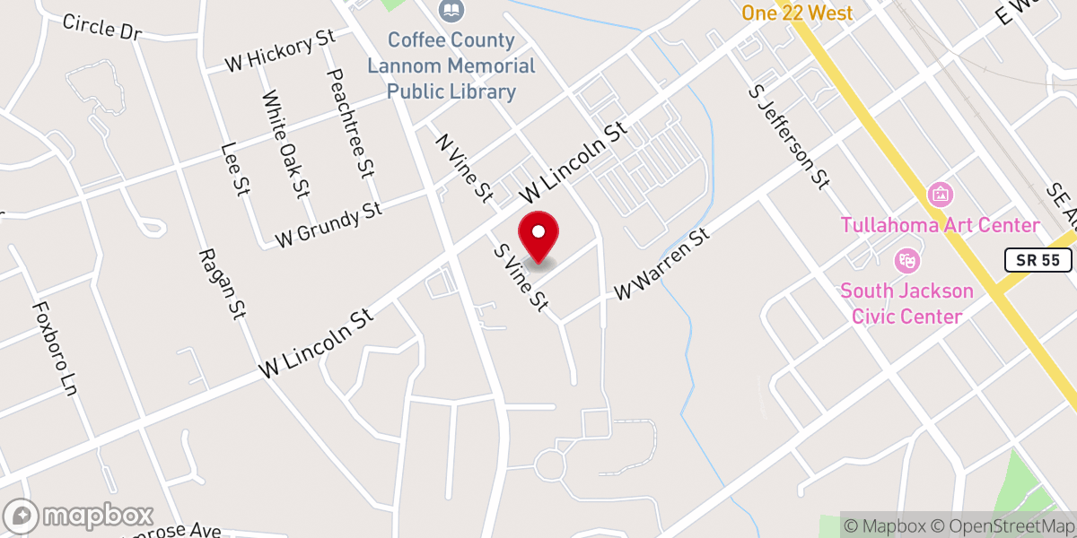 Map showing location of Vine Street Church of God