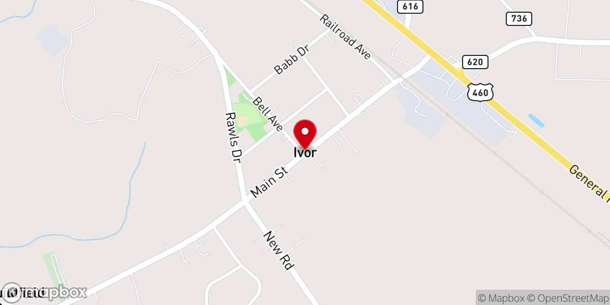 Map showing location of Ivor