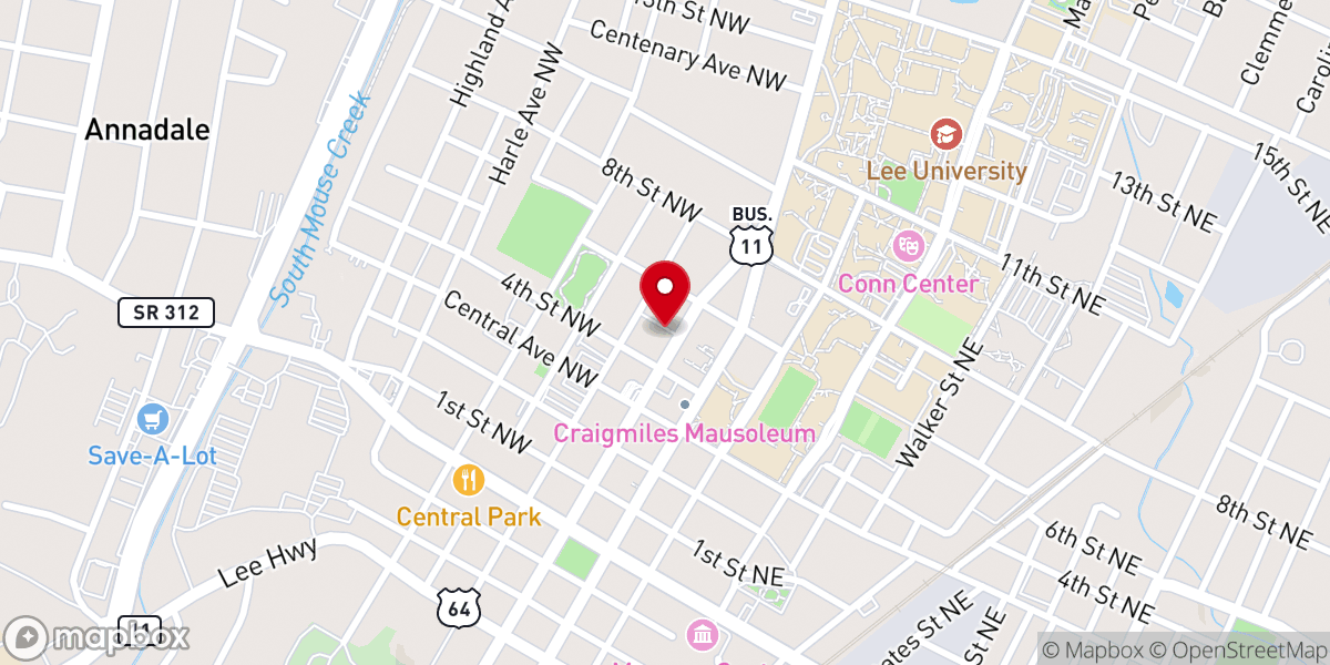 Map showing location of Cleveland Cornerstone Church