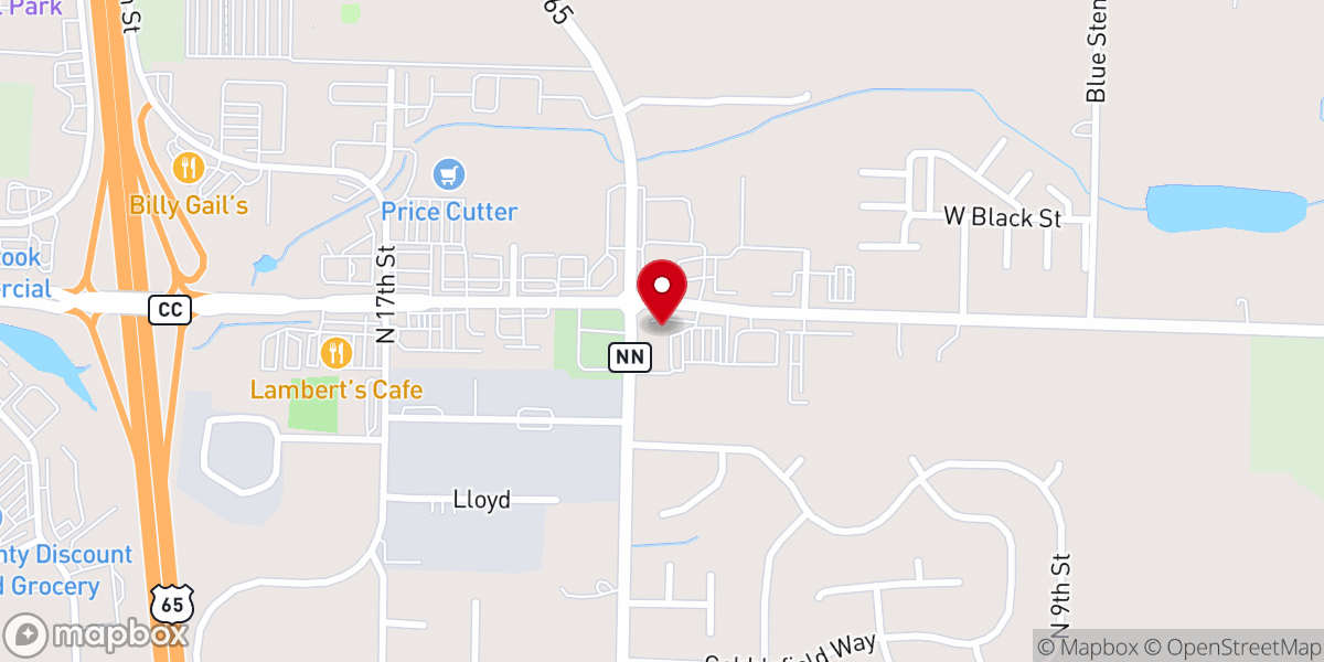 Map showing location of Hopedale Baptist Church