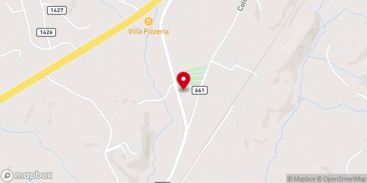 Map showing location of Glade Creek Baptist Church