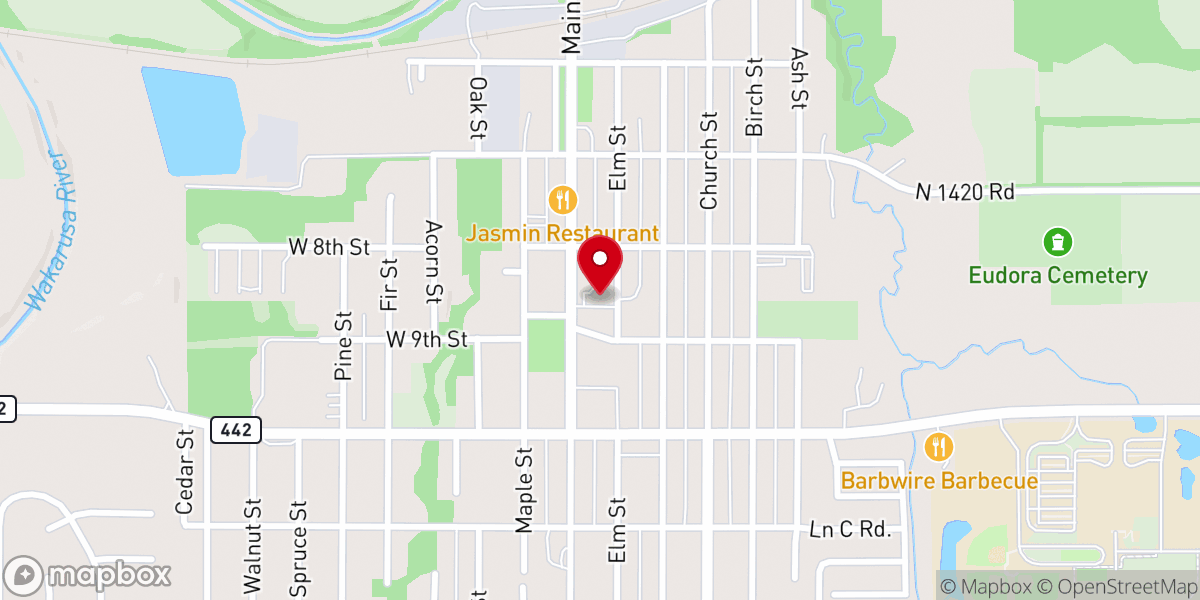 Map showing location of Eudora Assembly of God
