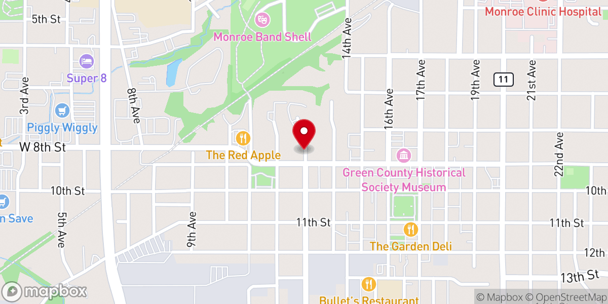 Map showing location of Mount Olive Evangelical Lutheran Church